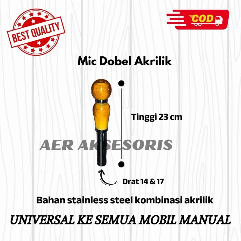 Tuas Dobel Akrilik 23 cm/ Universal ke Semua Mobil Manual dilengkapi Dobel Drat 14 & 17 3