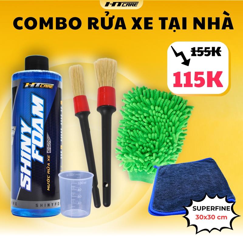  COMBO ShinyFoam RỬA XE SỐ XE TAY GA tại nhà đầy đủ phụ kiện dùng cho xe máy ô tô - HTCARE 