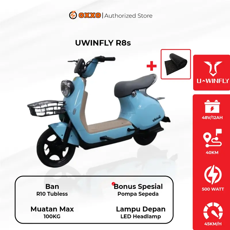 Sepeda Listrik U-Winfly R8s 500W 48V/12AH - Garansi Resmi - Kecepatan Max 40km/h - Smart Key System NFC - Cakram 2