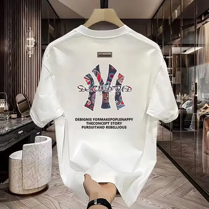 Short sleeved new summer loose fashion brand T-shirt versatile casual printed pure cotton round neck short sleeved top