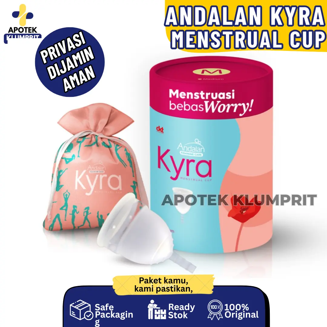 Andalan Kyra Menstrual Cup All Size S, M, L, Didesain Lembut, Lentur, Terbuat Dari Silikon Berkualitas Medis, Bebas Bocor, Bebas Bau, Dan Bebas Iritasi