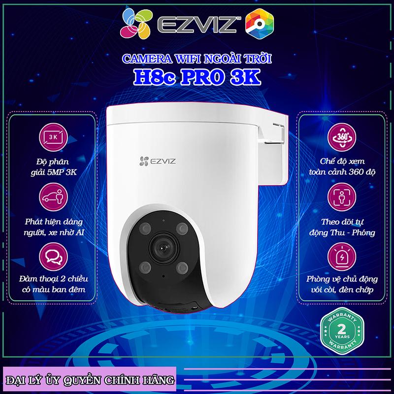  EZVIZ Camera Ngoài Trời H8c PRO PTZ 360 Độ Báo Động Đàm Thoại Hồng Ngoại 30M Chống Nước IP65 Camera Wifi camera ezviz h8c pro 