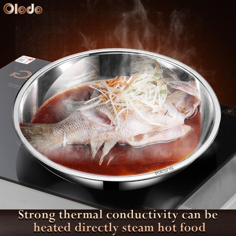 Đĩa bằng thép không gỉ 304, đĩa ăn, đĩa súp, đĩa trái cây tròn, đĩa đáy phẳng, bộ đồ ăn 5