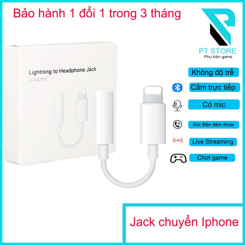 Jack chuyển đổi từ cổng Lightning Iphone 7 - 14 sang cổng âm thanh 3.5mm - Không cần bật bluetooth - Không độ trễ - Có mic đàm thoại - Livestream - Chơi game - Âm thanh chất lượng