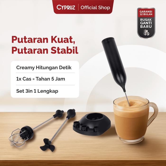 Gambar Cypruz 3in1 Milk Frother Elektrik Pengocok Susu USB Type-C Foam Latte Cappuccino dari Cypruz Kitchenware Kota Administrasi Jakarta Utara Tokopedia