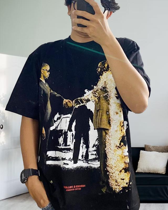 KAOS BAJU METRO BOOMIN HEROES & VILLAINS OVERSIZE | Vintage Bootleg Rap Tee | LA MAMMA PREGA | LMM PRG 3
