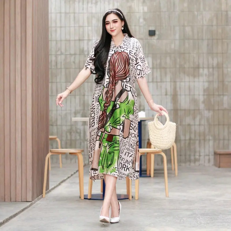 DASTER SOFIA KARAKTER ( ISI 4 PCS) KEKINIAN Busui Kancing Motif Ibu Nyaman Rayon Santai Tidur Menyusui Zipper 6