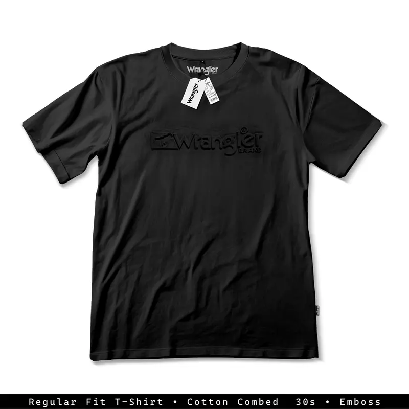 Baju Kaos Wrangler Motif Timbul Emboss Premium Quality Katun Combed Baju Oblong Pria 5