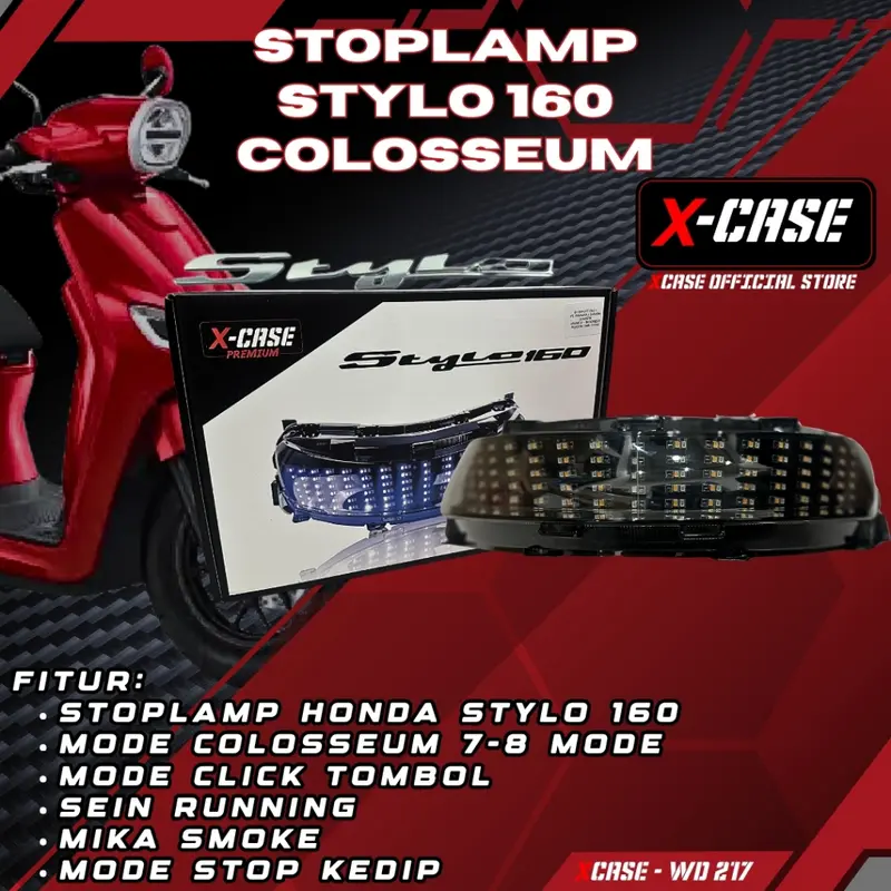 X-Case Stoplamp Honda Stylo 160 Running Colosseum 8 Mode Tombol Click WD 217 Motor Motorcycle 0