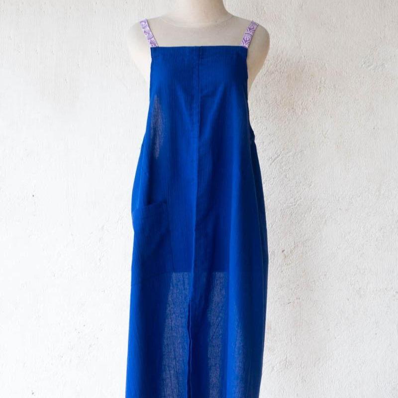 Linen apron masak (Blue) ikushima store