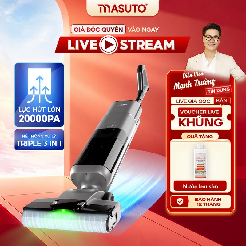 Máy hút bụi lau nhà không dây cầm tay Masuto PowerSlim phiên bản Space Titanium…