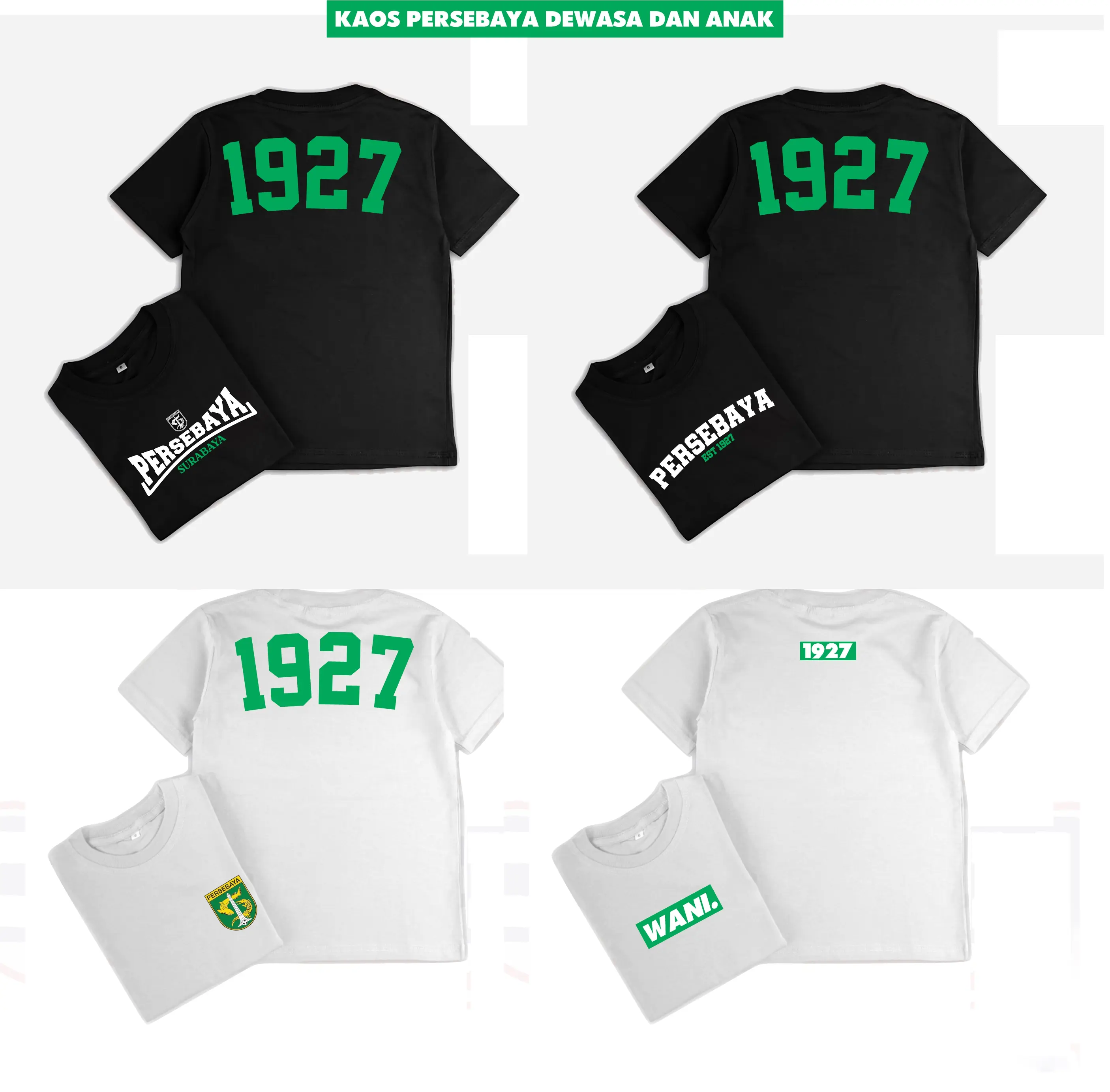 KAOS ANAK SUPORTER BOLA BONEK PERSEBAYA SURABAYA WANI 1927 COTTON 24S Fashion