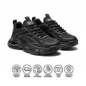 Sepatu Sneaker Pria dan Wanita Sol Tebal Untuk Sekolah, Kuliah, Olahraga Ringan, Kasual - Sepatu Sport Casual Unisex Sol Air Cushion Empuk Anti-Slip & Nyaman