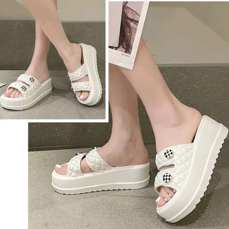 Sendal Cewek Karet Jelly Wedges Platfom Tebal Bahan Elastis Empuk Double Strap Wanita Sandal 3