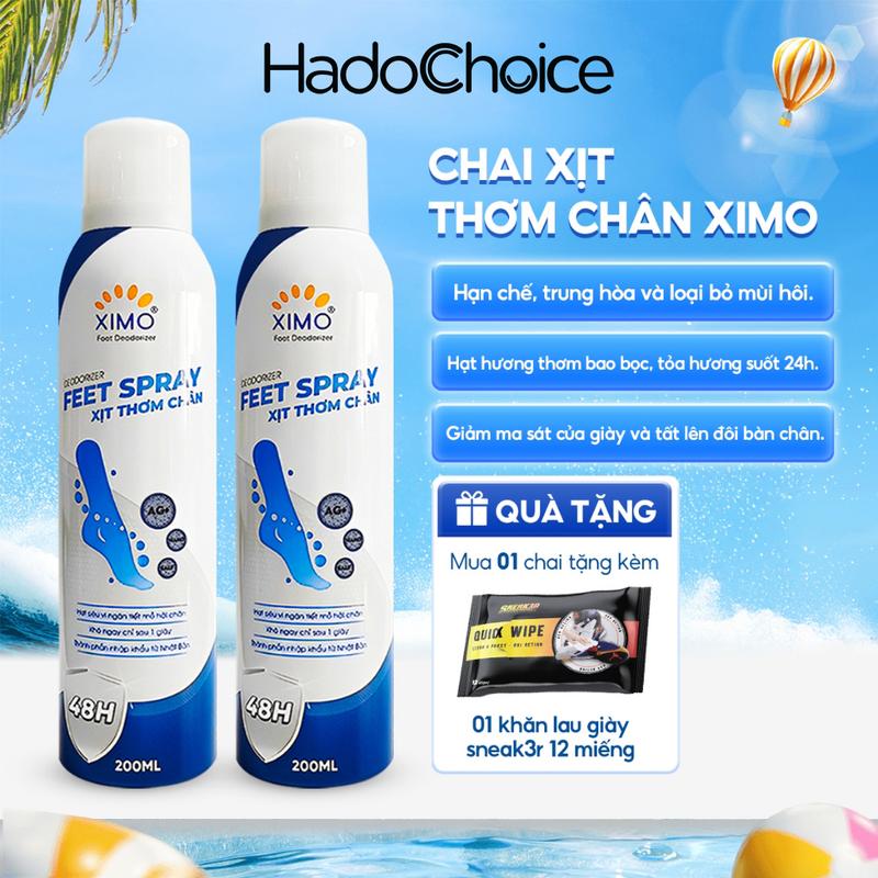 Combo Xịt Thơm Chân 200ml - Công Nghệ Nano Giúp Khử Mùi Hôi & Giữ Chân Khô Ráo 24h - Tặng Khăn Lau Giày