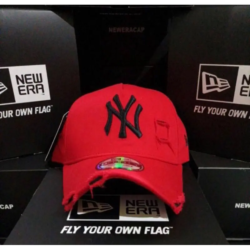 TOPI BASEBALL HAT DAMAGE RIPPED SOBEK NY NEW YORK YANKES  TOPI DEWASA MLB REAL PICT GOOD QUALITY 3