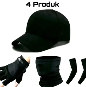 PAKET HEMAT 4 Produk Sarung Tangan Topi Buff Manset
