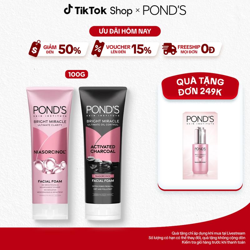 [1] Sữa Rửa Mặt Pond's mới 3X Hỗ Trợ Dưỡng Da Mặt với Niacinamide và Vitamin C, không gây khô da 100g Dưỡng Ẩm Da