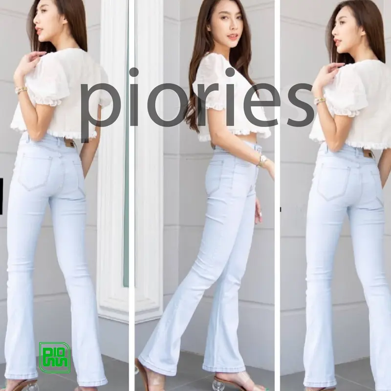 PIORIES STORE-Celana Jeans Cutbray Wanita HW Basic Kancing 1 Sofjeans 3