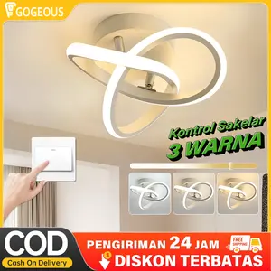 GOGEOUS Lampu Downlight Plafon Minimalis Modern Lorong  Aesthetic Lampu Hias Ring Mewah 24W 3 Warna Lampu Plafon Ruang Tamu LED Putih  Tidur kamar Sederhana lampuruangtamu Hitam Akrilik Saklar