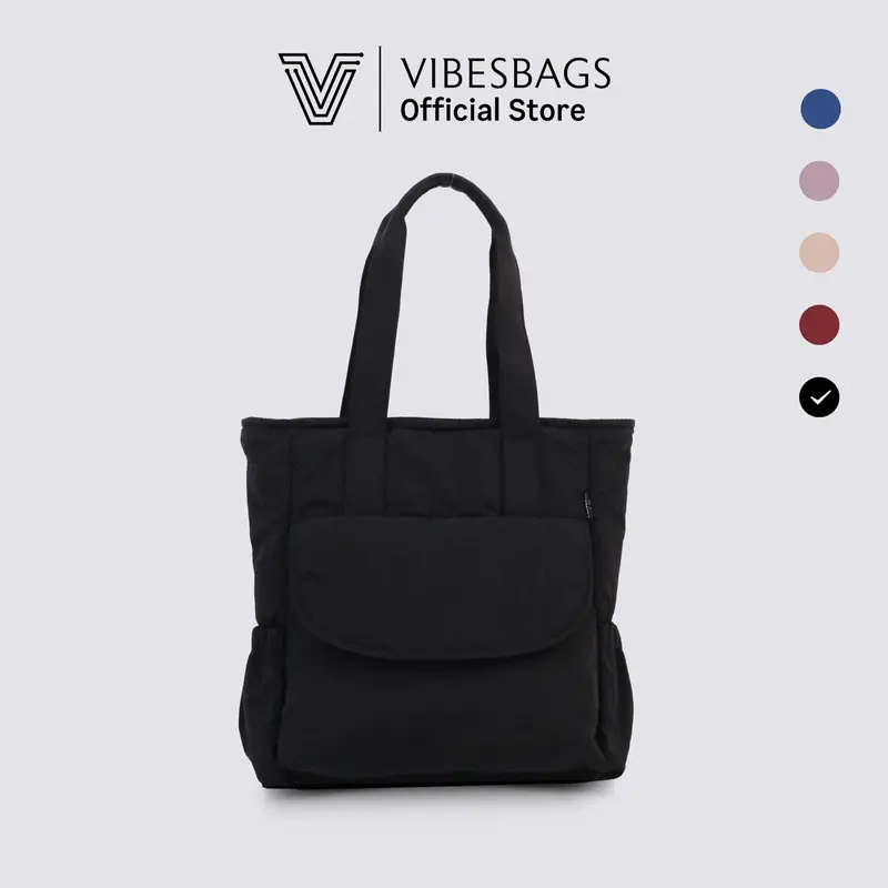 Vibesbags Totepack Vallan Kain Nylon Premium Tote Bag Wanita 16 Inch dengan Resleting 4