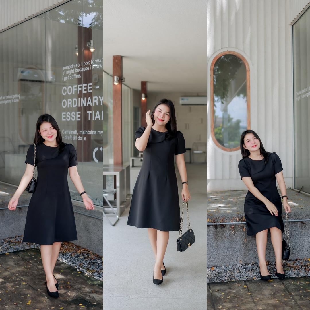 B73 B&B Premium เดรสคอโปว์ปาดใหล่ แขนตุ๊กตา ผ้าเปเป้/บาร์บี้ พรีเมี่ยม เนื่อนิ่ม ใส่สบาย Clothing Wo