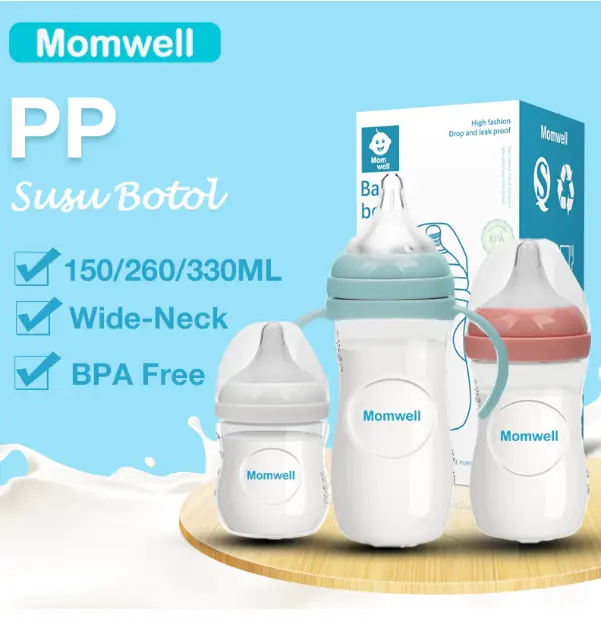 Momwell Botol bayi BPA Free Anti Bocor Botol Baby Minum150ML/260ML/330ML Dot Susu BP01