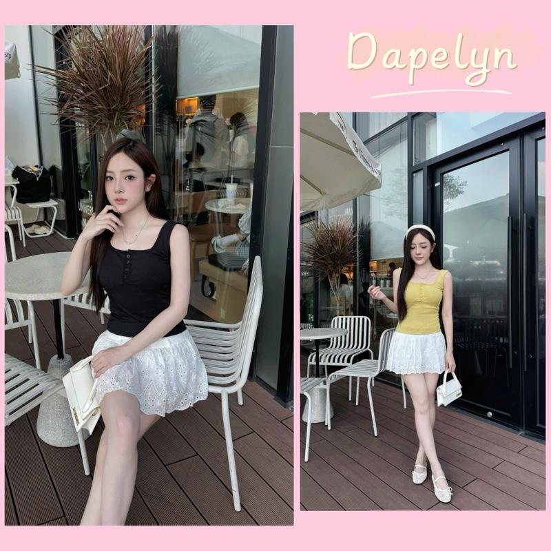 Áo Ba Lỗ Dây To Cài Khuy Có Mút Ngực, Áo 2 dây bản to cổ vuông cài khuy màu trơn (Có bigsize) balo - Nữ Top tank nu