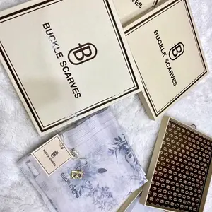 [CUCI GUDANG] BUCKLE SCARVES BOX MOTIF LOGO