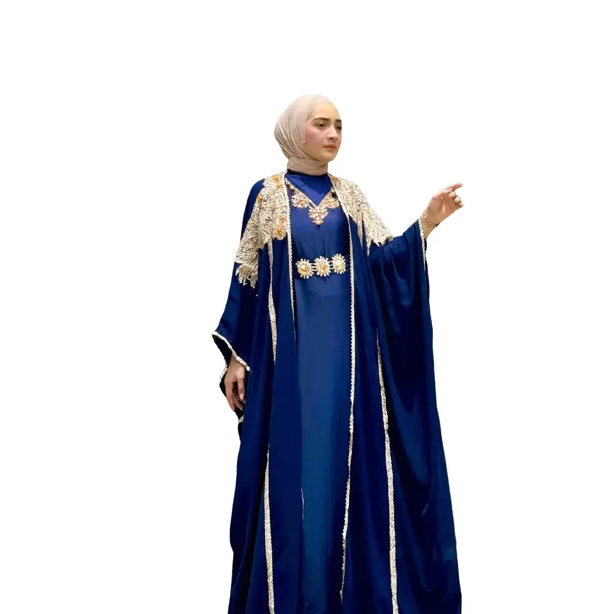 By Erni Kaftan Abaya Safa Gamis Abaya  Mewah Muslim Set Manset spandex rayon seleting