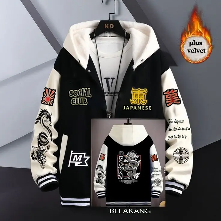 Jaket Baseball Hoodie Osaka Jepang Premium Tebal / Jaket Varsity Hoodie Pria Wanita New Arrival / Jaket Baseball Distro Quality