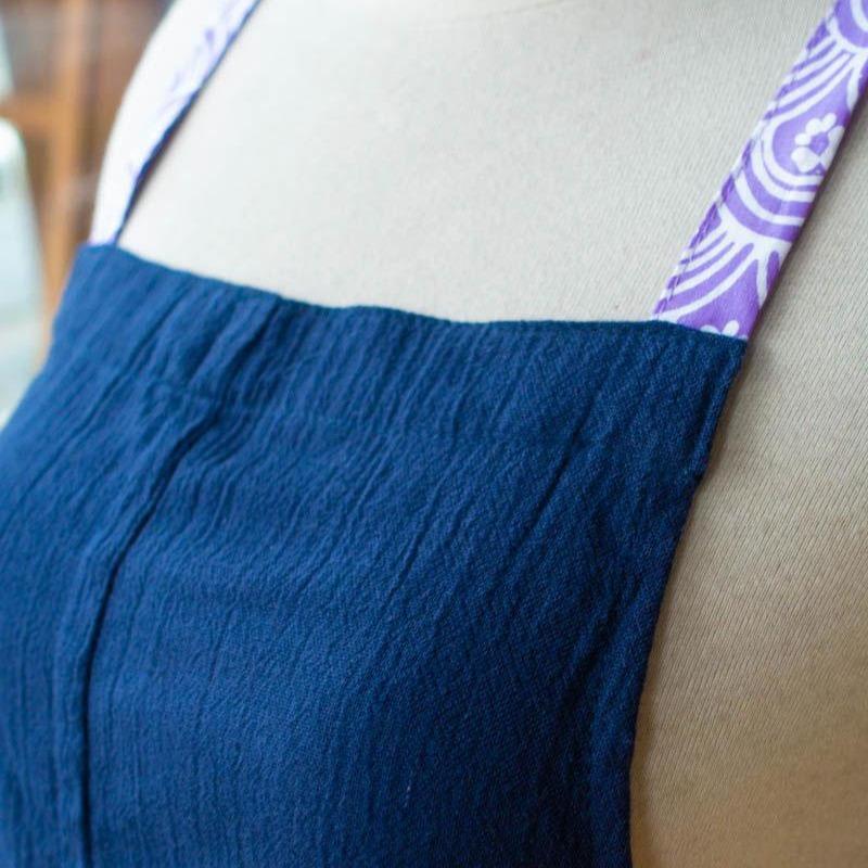 Linen apron masak (Navy) ikushima store 5