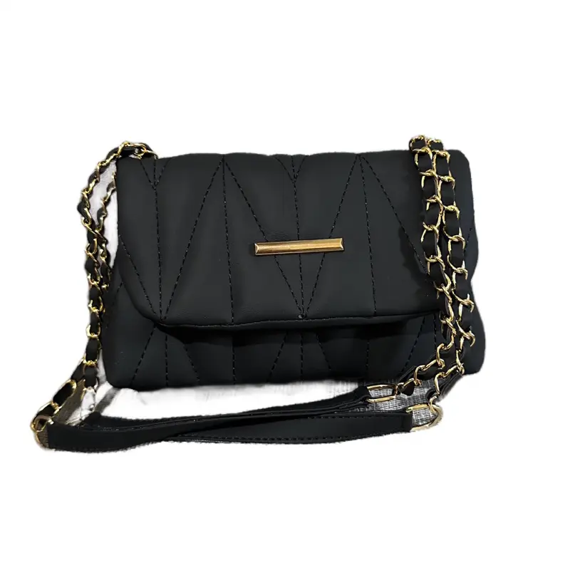 AMIRACO Tas Sofia Empuk PU Leather 20x12 cm dengan Full Bordir Depan Belakang - Selempang, Hitam Wanita