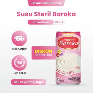 Baroka Susu Steril Siap Minum Varian Rose 180ml – Susu Rasa Mawar Segar & Lembut BPOM Halal