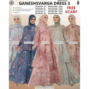 (FREE HIJAB) GANESHVARGA STYLE 3 DRESS DAN MIDI