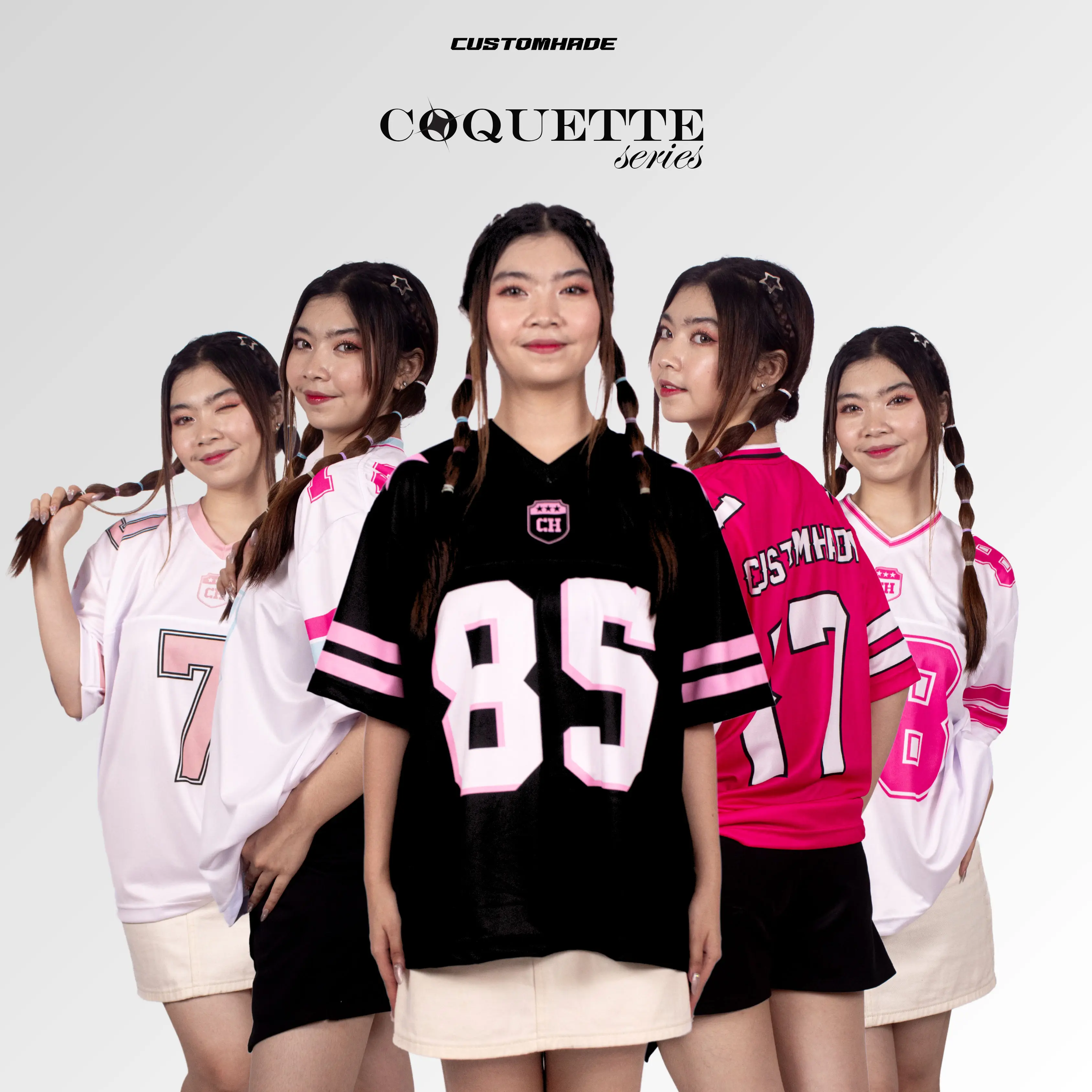 Baju Jersey Oversize Streetwear Pria Wanita Unisex Coquette Retro Vintage Number Terbaru Lengan Pendek Full Printing TrendIng Kekinian Customhade