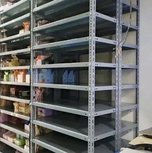 Rak besi 14 ambalan P100 x L40cm x T300cm powder Coating abu-abu tahan karat Furniture