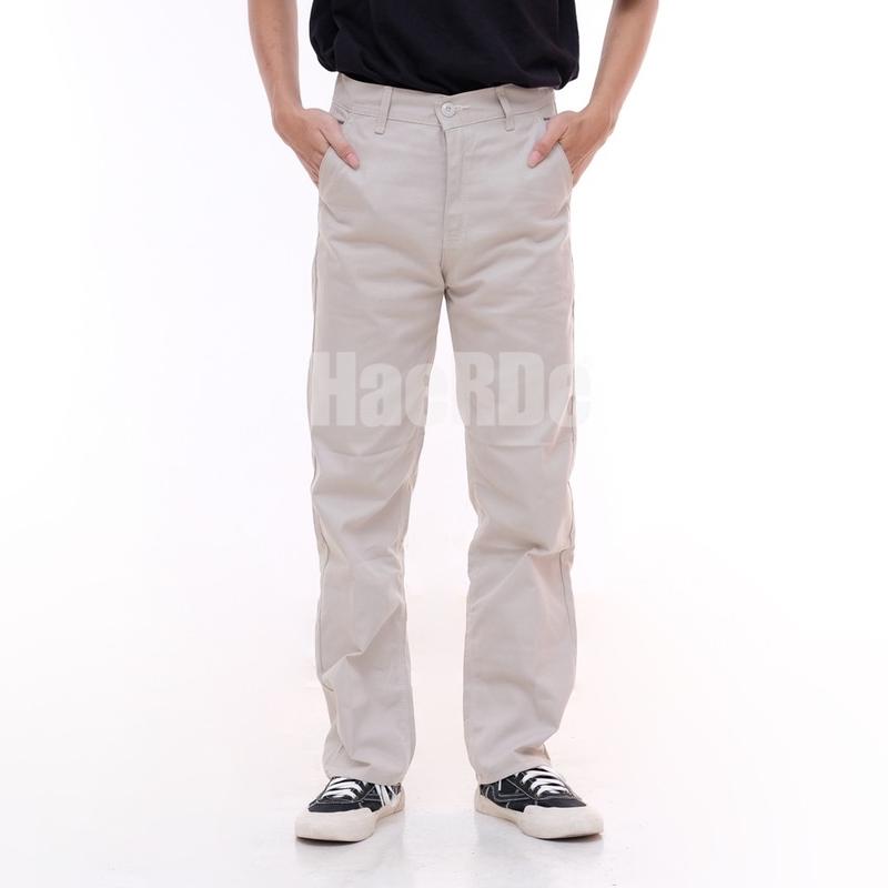 HaeRDe - Celana Chino panjang reguler/gombrong pria loose fit pria dewasa Original twill standar kasual model skena 1