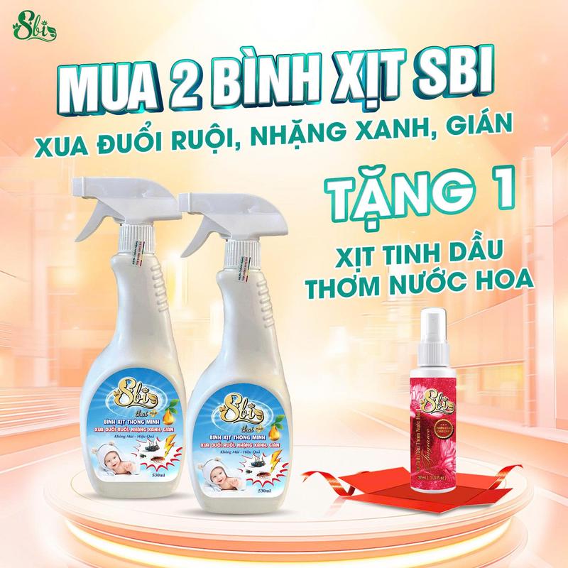 Combo 2 Bình Xịt ruồi Thông Minh Sbi 530ml Xua Đuổi Ruồi Nhặng Xanh Gián Nhanh Chóng Không Mùi An Toàn Cho Sức Khỏe Con Người Và Vật Nuôi
