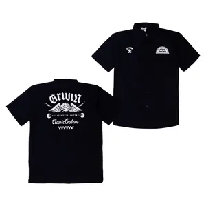 Grivin Workshirt kemeja Clasic  Black Ukuran S M L XL XXL Casual Dewasa Casual work shirt Nyaman Bordir Kancing Kantong Pria Hitam Kerja
