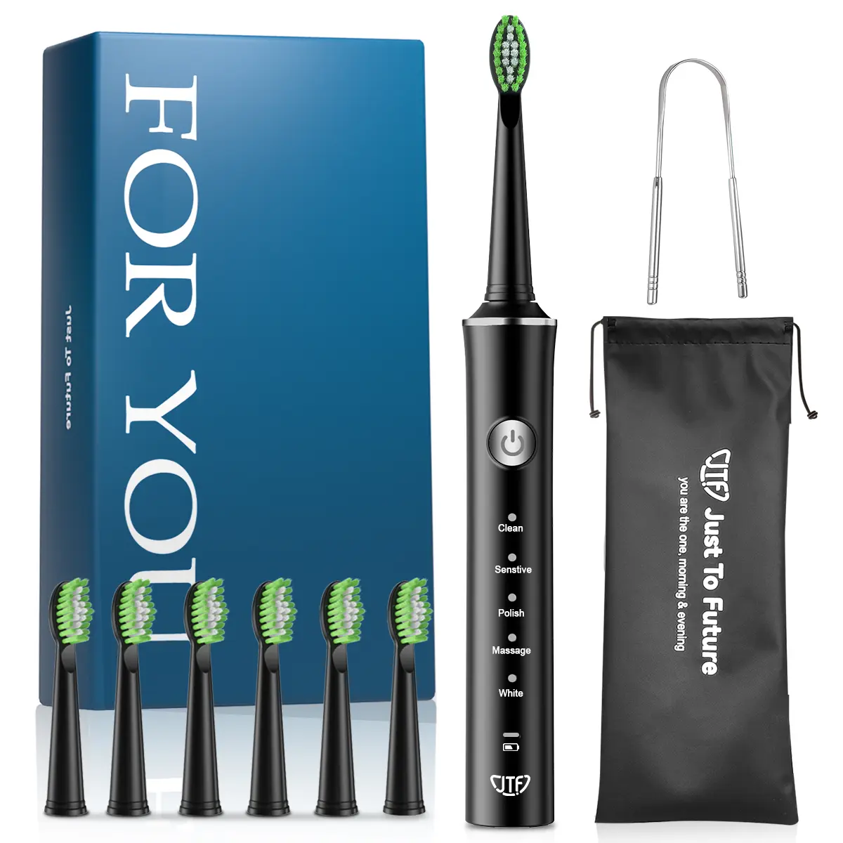 JTF Sonic Electric Toothbrush for Adults - Rechargeable Electric Toothbrushes with 6 Brush Heads, 3 Hours Charge for 120 Days braces  electric