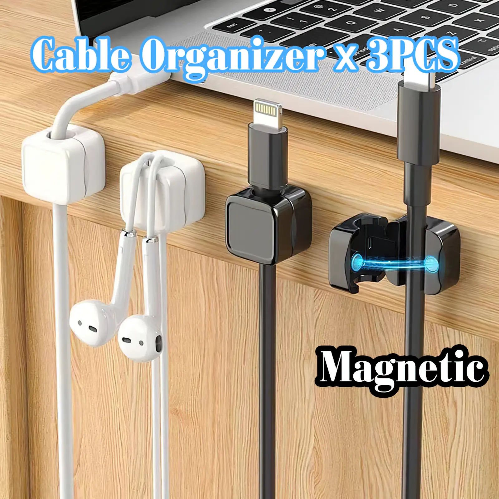 Cable Organizer Magnetic Clips,Cord Adhesive Cable Clips, Wire Holder Keeper Organizer Management for Home,Office, Car Wall Desktop Nightstand cableorganizer