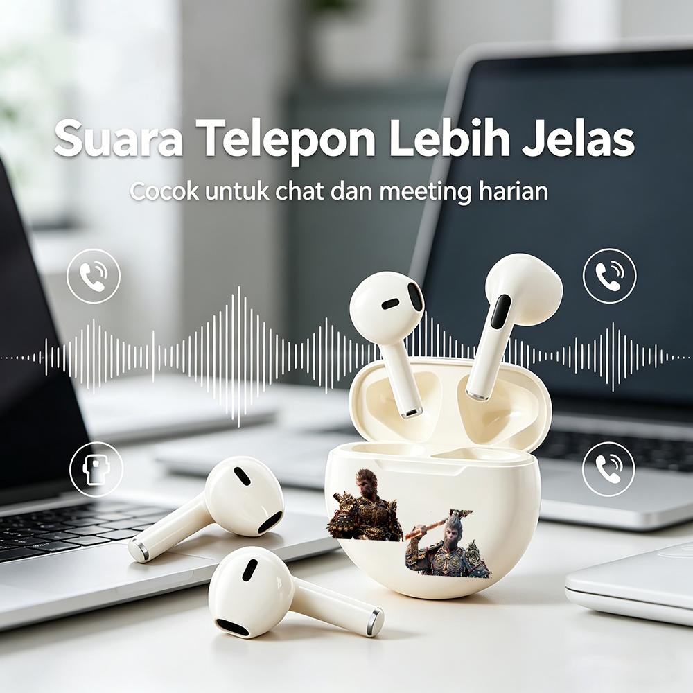 Black Myth Wukong Bluetooth TWS Earbuds Bluetooth 5.4 | Deep Bass Kuat • Baterai Tahan Lama • Panggilan Jernih • Cocok untuk Gaming, Travel, Olahraga & Panggilan Harian