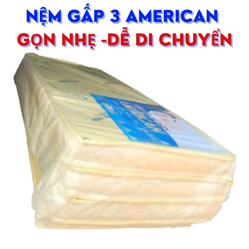 Nệm GẤP 3 (DÀY 10CM)KÈM 2 GỐI HƠI.CSN American ÊM ÁI-GIÚP NGỦ NGON 3