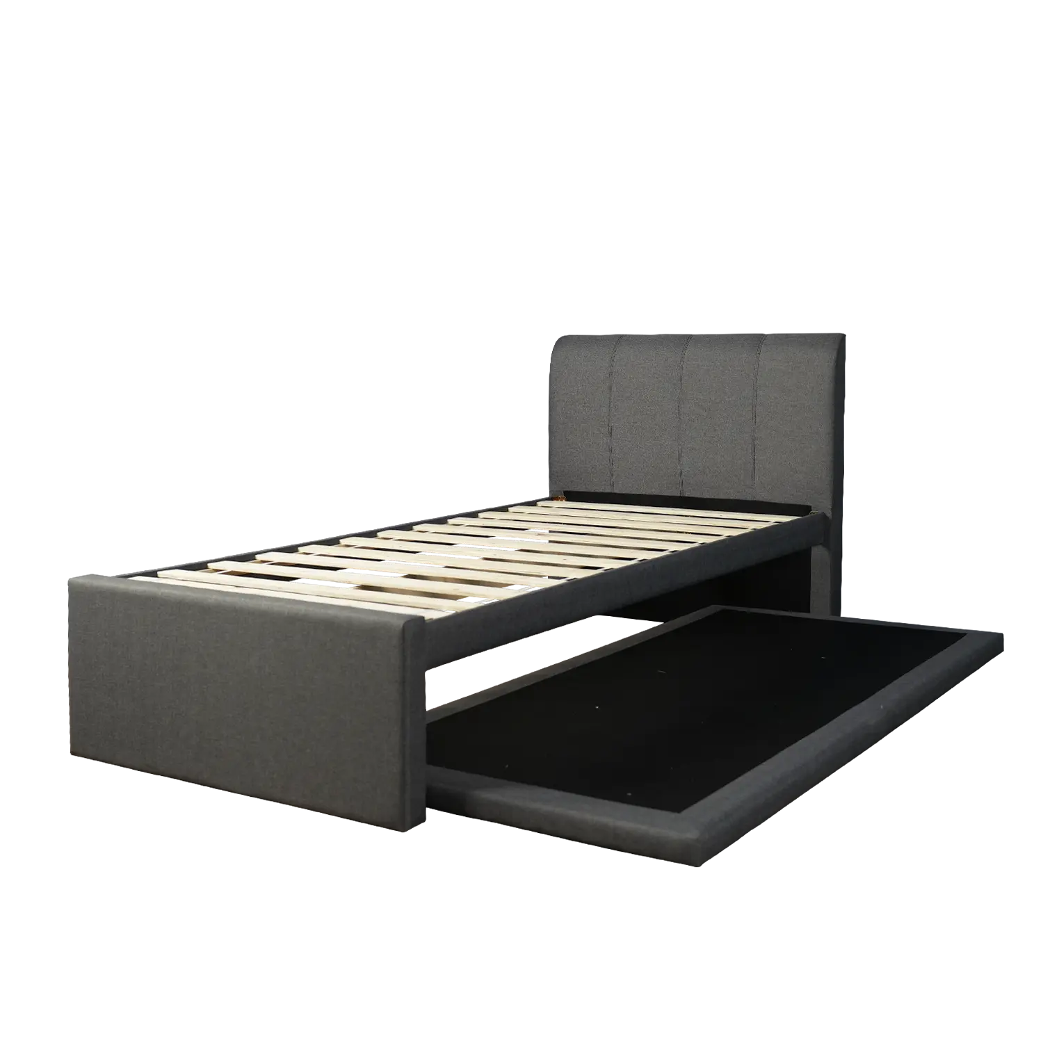 Homez Divan Single Size Bed Frame Pull Out Bed Single Headboard Linen Fabric Bed Frame - DV012S/DV3363