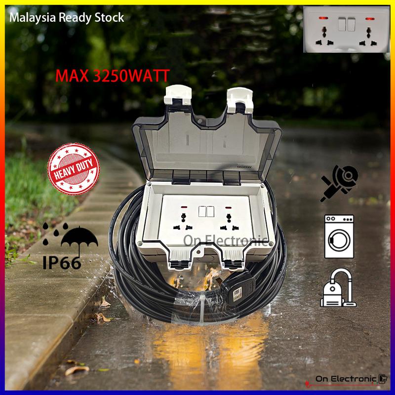 2 Way/Gang Waterproof Garden Universal Multi Switch Socket HEAVY ...