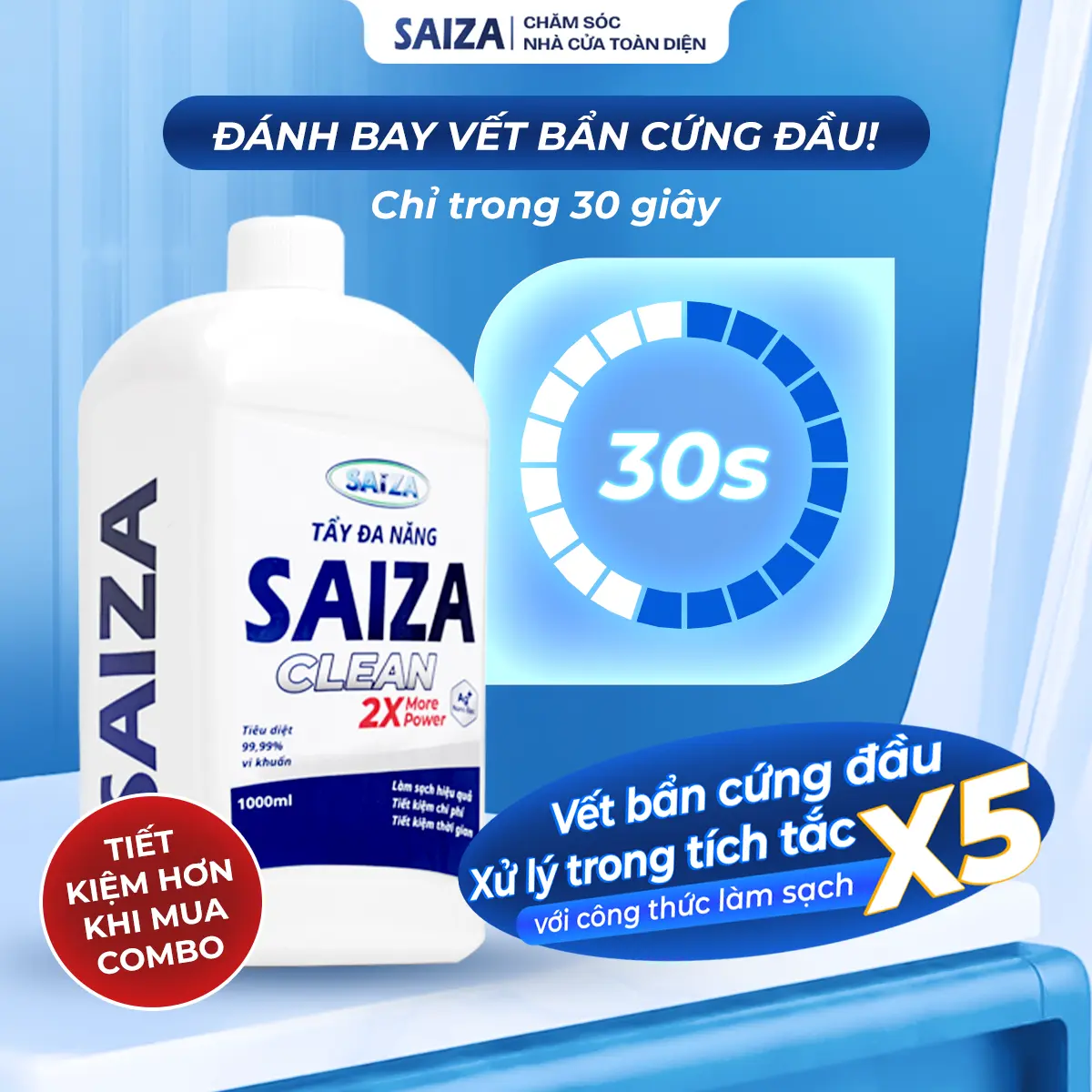 DUNG DỊCH TẨY ĐA NĂNG SAIZA 1000ML Tẩy Vết Ố Vàng, Rong Rêu, Rỉ Sét, Cặn Canxi Làm Sạch Hiệu Quả Trên Nhiều Bề Mặt Khác Nhau