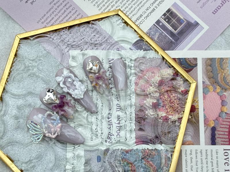 Product Introduction of 010 Purple Mermaid Handmade Press on Nail 0