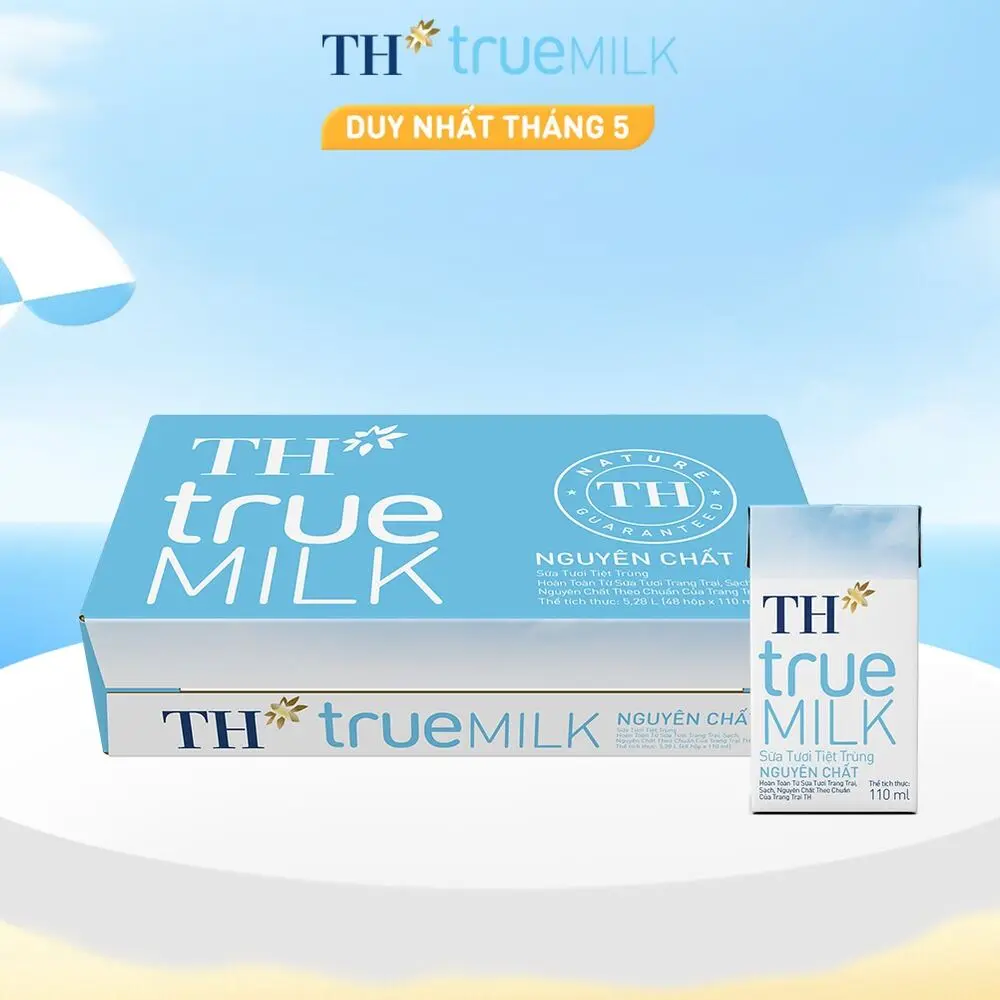 Thùng 48 hộp sữa tươi tiệt trùng TH true MILK nguyên chất 110 ml (110 ml x 48)