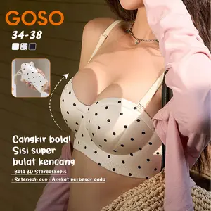 GOSO Premium Bra Wanita Push up 1/2 Cup Tebal Tanpa Kawat Seamless Beha One-piece Bh Nyaman Lembut Busa